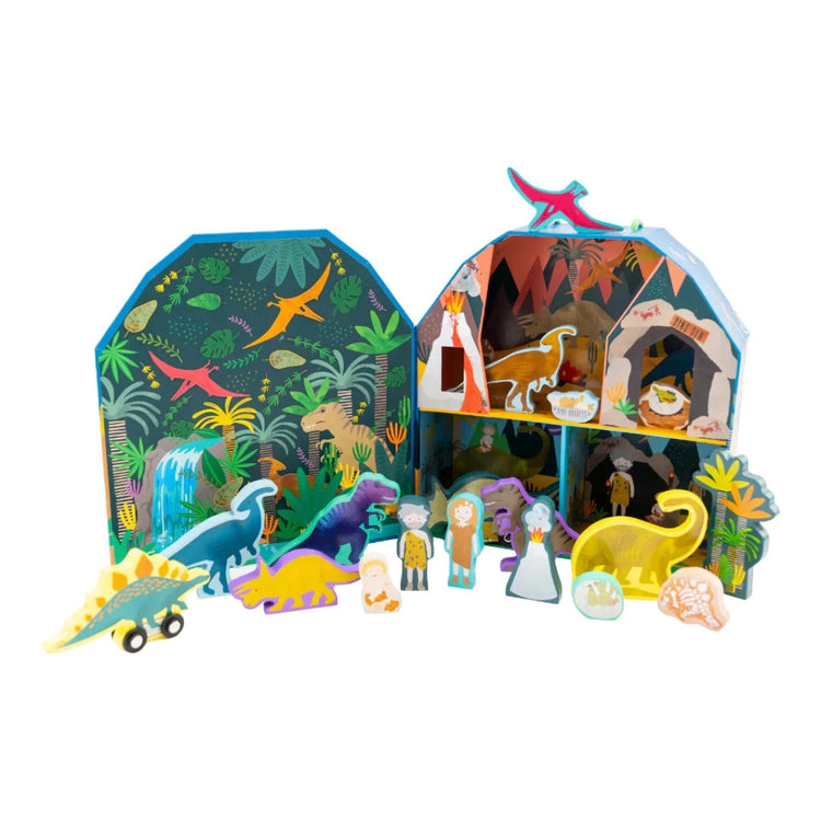 'Floss and Rock Play Box with Wooden Pieces - Dinosaur'