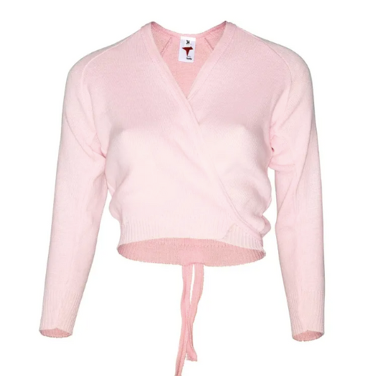 'Pink Knitted Crossover Cardigan'