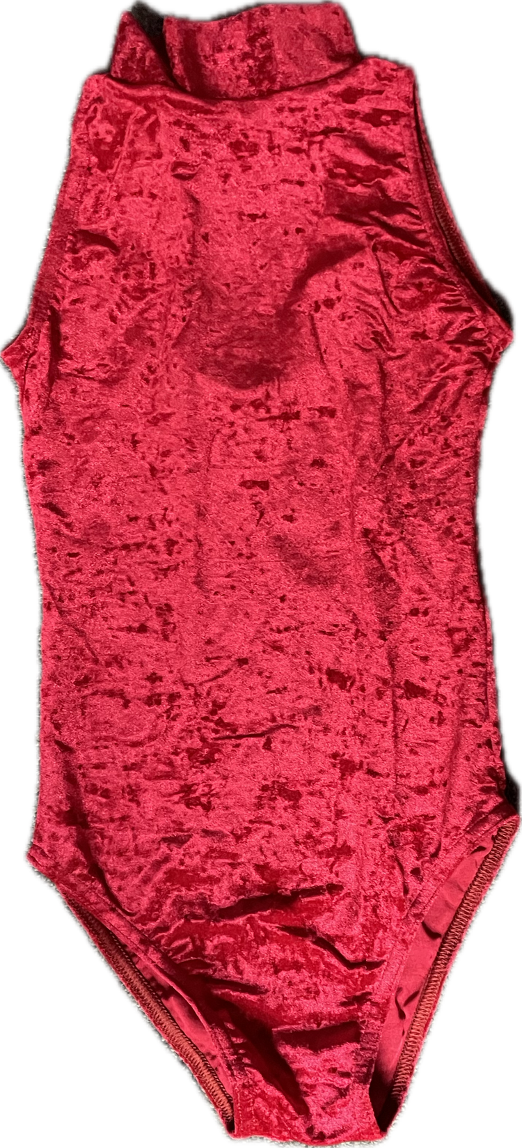 'Suzie' Sleeveless Leotard Crushed Velvet - Red Shades