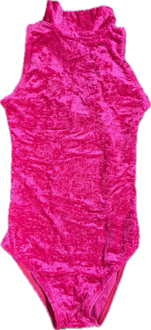 'Suzie' Sleeveless Leotard Crushed Velvet - Pink Shades