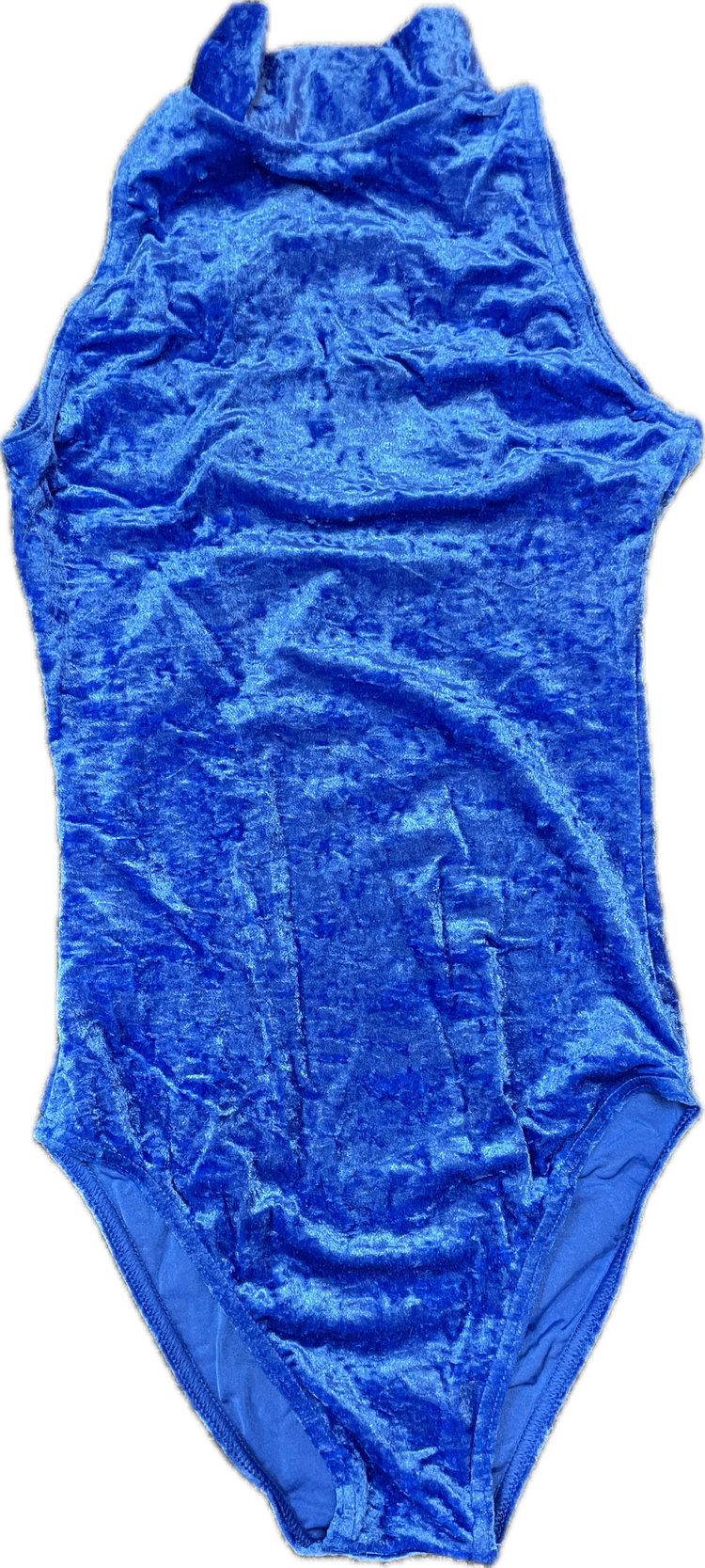 'Suzie' Sleeveless Leotard Crushed Velvet - Blue Shades