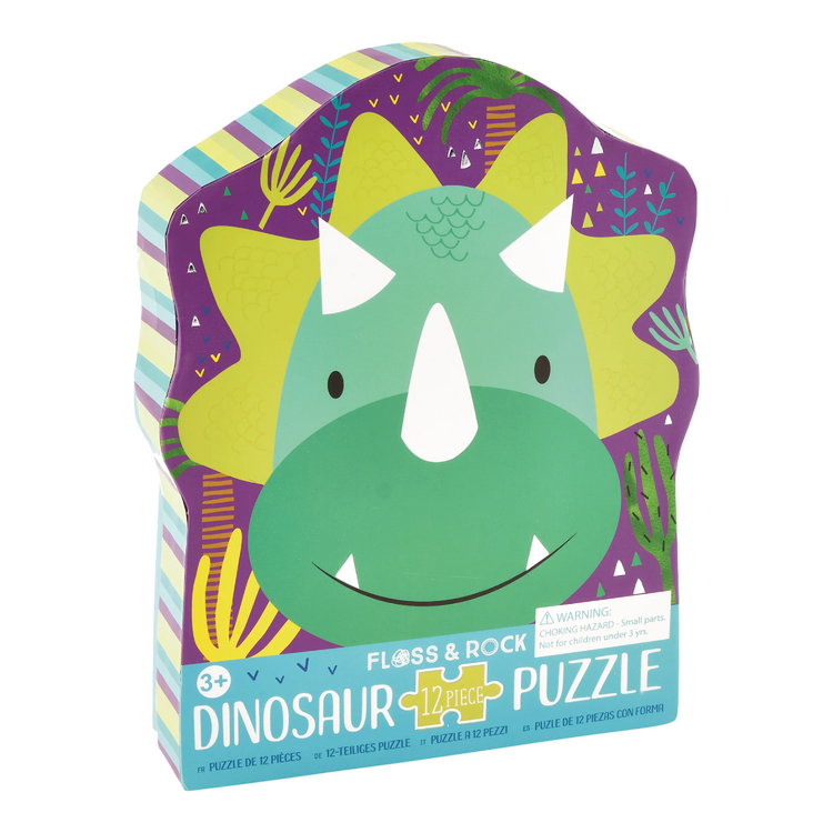 'Floss and Rock 12 Piece Shaped Jigsaw in Shaped Box - Dinosaur'